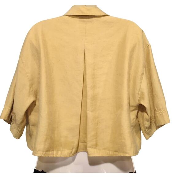 Pull&Bear Button Up Cropped Top, Gold, Sz XS - Picture 3 of 4